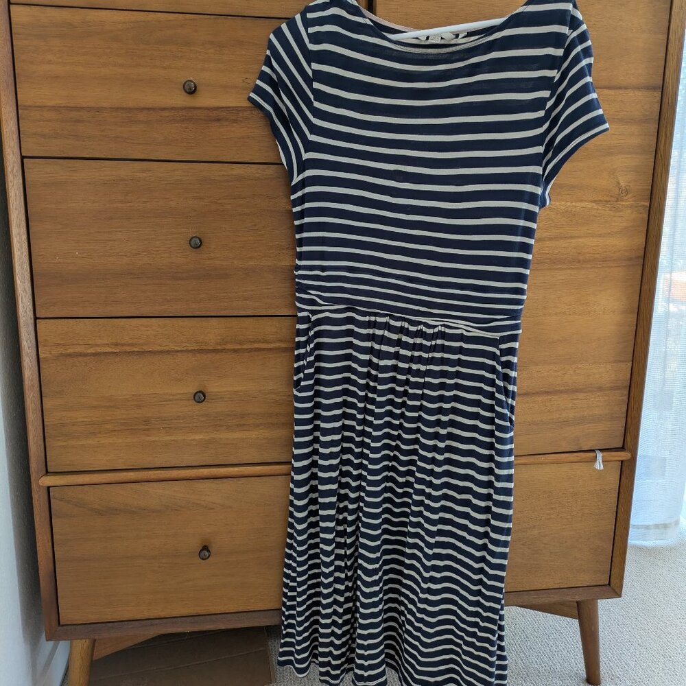 Boden Amelie Jersey Dress Navy Ivory White Stripe